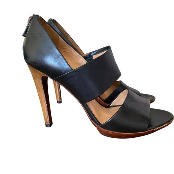 Bottega Veneta Black Leather Strap Zipper Heeled Sandal Heels size 39 size 9 - Picture 1 of 14
